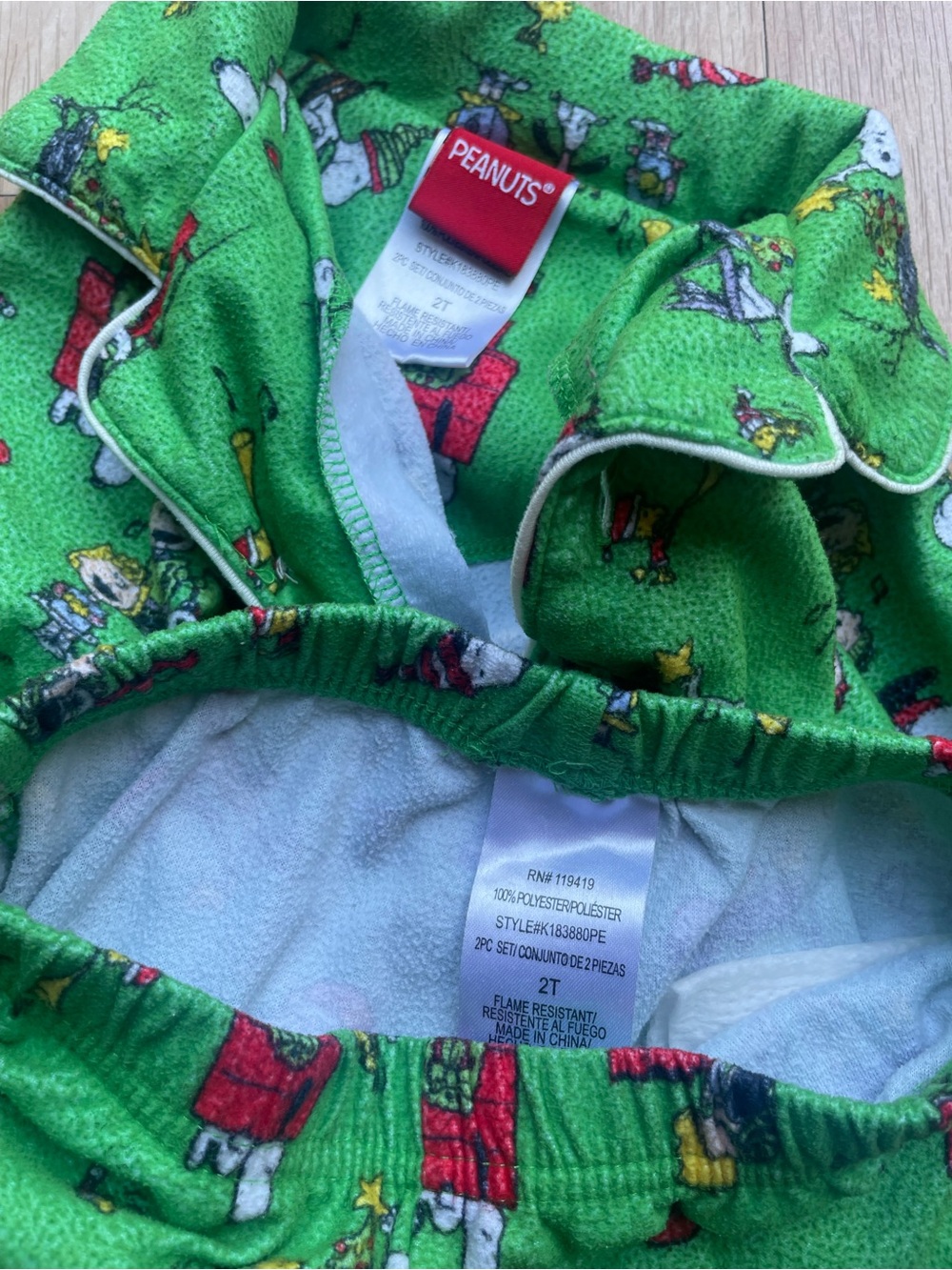 Peanuts Green Snoopy Holiday Pajama Set (2T)